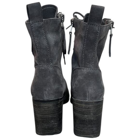 Dolce Vita Gray Suede Lace Up Ankle Boots Block Heel Side Zip - 9 - Picture 6 of 11